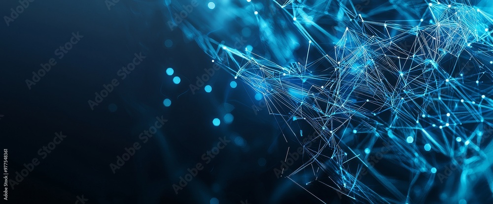 Poster science, structure, technology, future, network, neural, cyber, wave and particles. abstract futuris