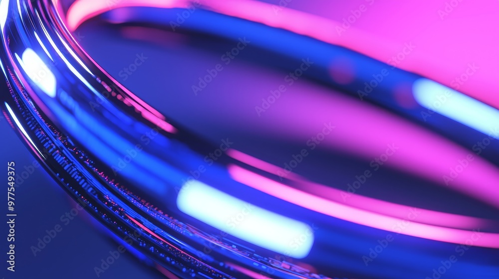 Poster A futuristic technology interface with geometric shapes on an abstract background