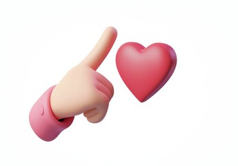 Fototapeta premium Icon element for social media and mock up, cute cartoon hands showing love sign gestures isolated on a black background.