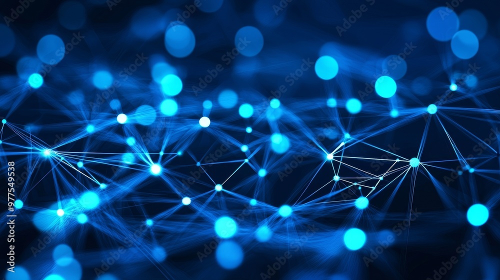 Poster Generate AI image with technology network on a blue background