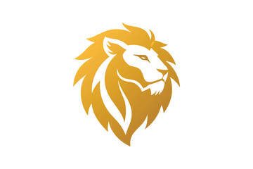  A golden lion head logo vector art illustration 