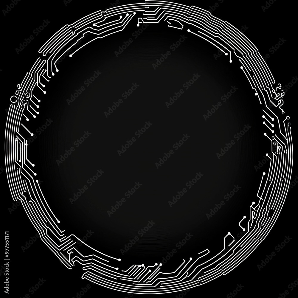 Aufkleber Circular circuit board pattern, hardware board and electronic motherboard element. Programming science, computer system element.