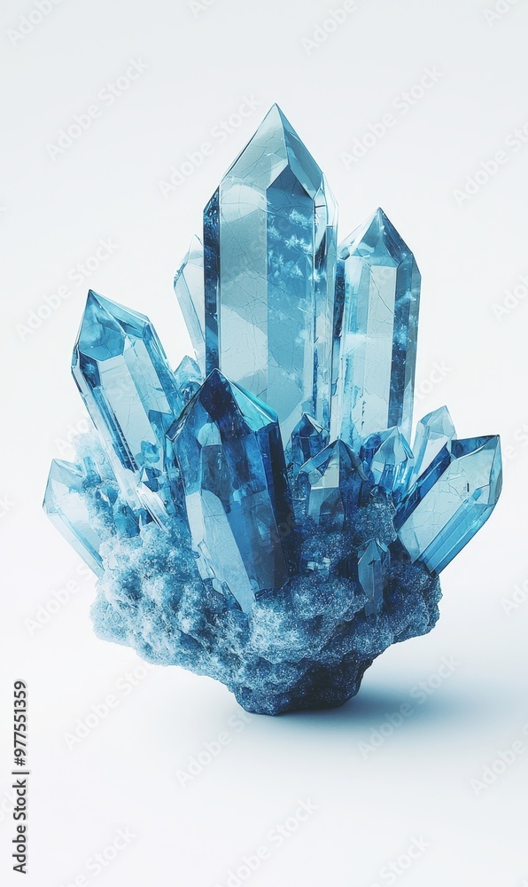 Aufkleber isolated on a transparent background is a glistening crystal blue ice texture that is frozen in an a