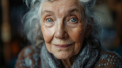 Portrait series of a grandmother in the studio, exploring themes of aging and seniority.