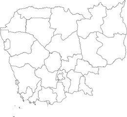 CAMBODIA MAP with its administrative divisions and regions