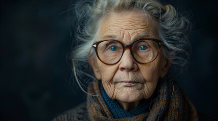 Portrait series of a grandmother in the studio, exploring themes of aging and seniority.