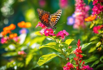 lush gardens featuring vibrant flora diverse fauna thriving ecosystems full colorful plants animals, aquatic, birds, blossoms, bushes, conservation, deserts