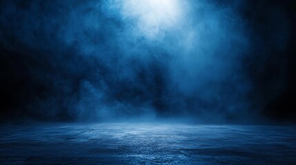 The background is dark blue with dark streets and asphalt.