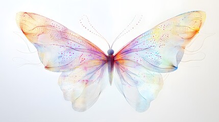 Butterfly Wings from Dots: A delicate butterfly with its wings entirely composed of colorful dots connected by thin, swirling lines. 
