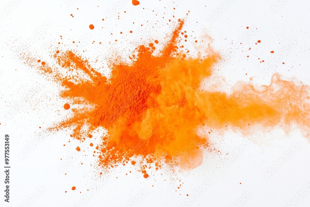 Wall mural Splatter of dust powder in orange color with freeze in background.