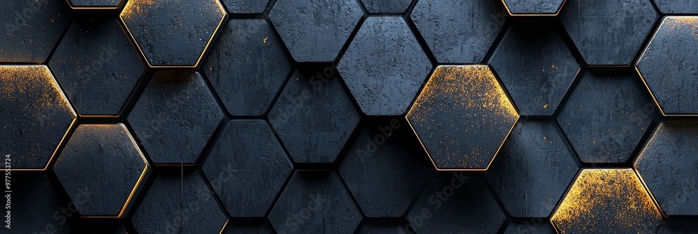 Aufkleber abstract futuristic luxury digital geometric technology hexagon background banner illustration in 3d