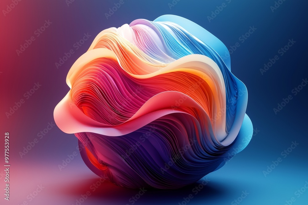Poster isolated on black background, abstract 3d sphere flow lines wave blue green gradient. ai technology,