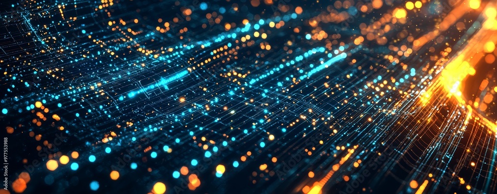 Poster light blue and orange abstract background of digital technology