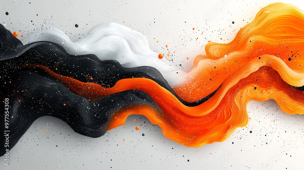 Aufkleber three-dimensional gradient trendy fluid liquid ink painting colorful in canvas texture background wa