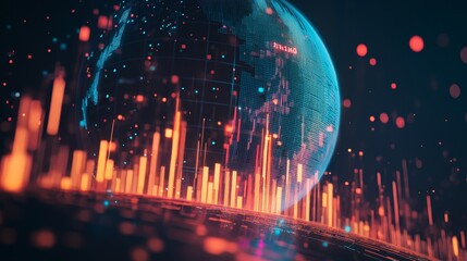 Digital Globe with Data Visualization and Global Network Connections