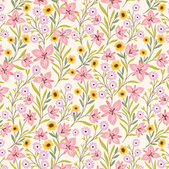 Wild swirly flowers bloom pattern