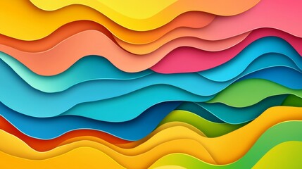 An abstract background featuring paper cuts, waves, and fluid shapes