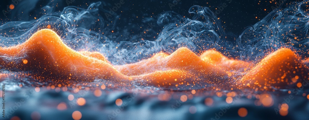 Aufkleber This abstract fluid art image captures the interplay between flowing shapes and energetic elements using vibrant colors and dynamic motion.