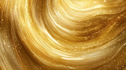 A swirling gold waves background with sparkling elements, perfect for a luxurious and high-end visual theme.