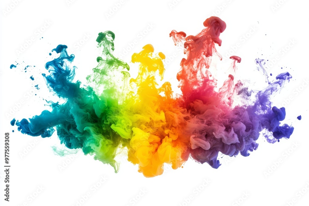 Poster an ink splash with vibrant colors over a transparent overlay