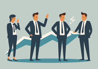 Business Management Team Discussing Project Failure Amidst Declining Profits Chart Conceptual Illustration During Daytime Office Setting