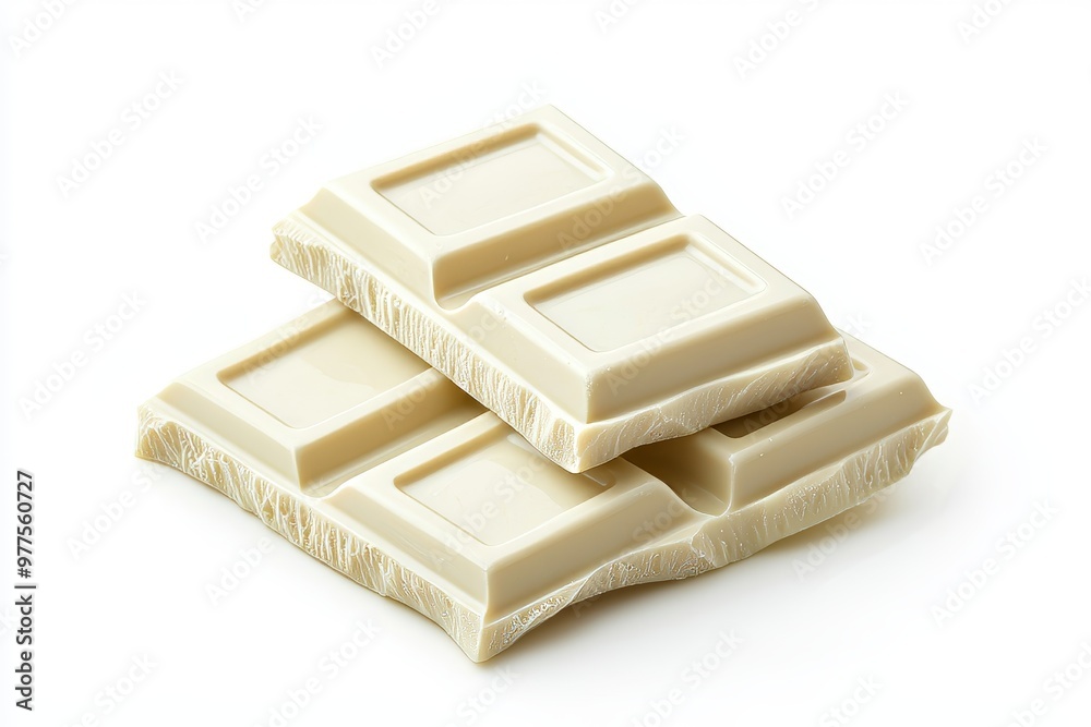 Canvas Prints Isolated white chocolate chunks and sweet milk chocolate squares on a black background.