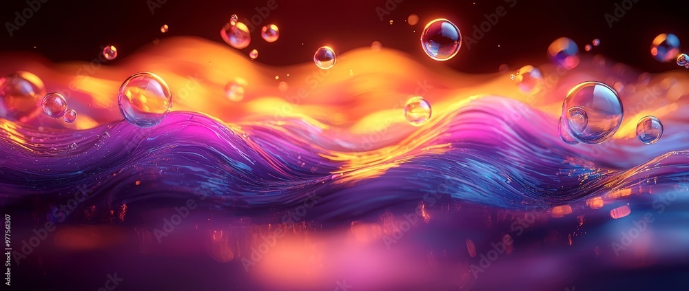 Aufkleber the work illustrates dynamic and artistic fluidity in a vibrant abstract landscape with colorful wav