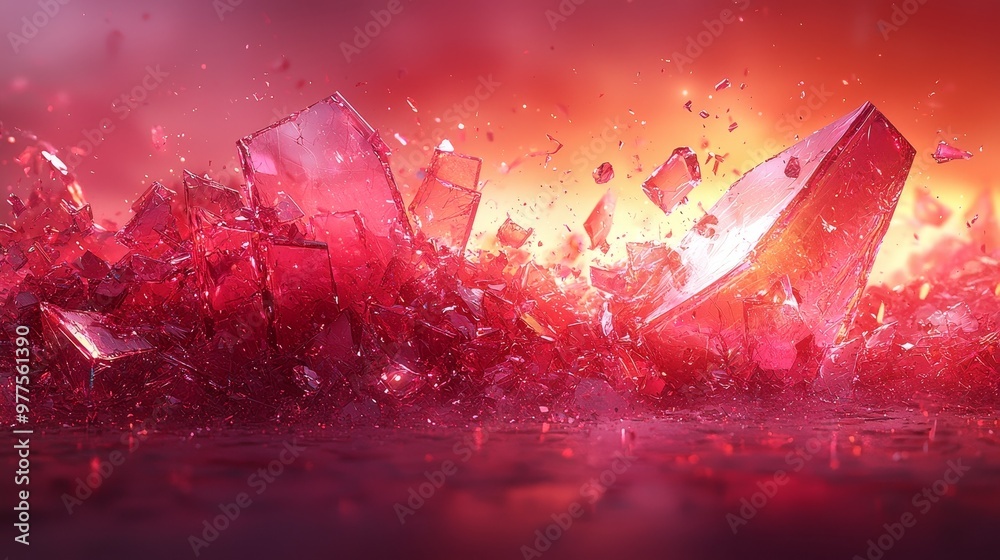 Poster with shades of pink and purple, the geometric shapes and soft gradients create an abstract compositi