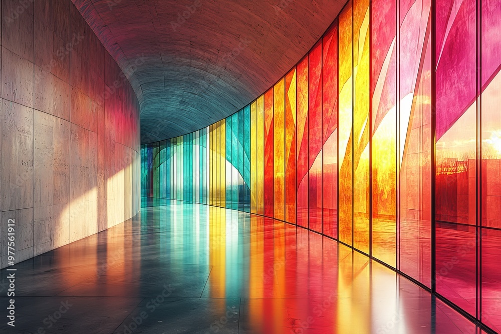 Poster Background with vibrant geometric shapes and angular reflections, evoking a futuristic and dynamic feeling.