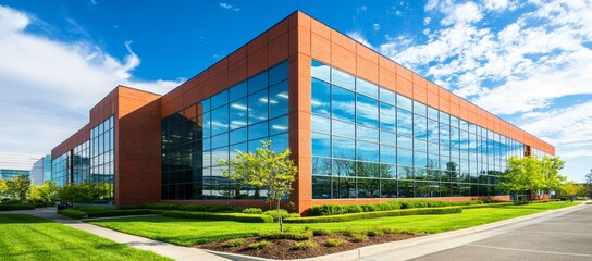 Obraz premium A view of the exterior of an American school building