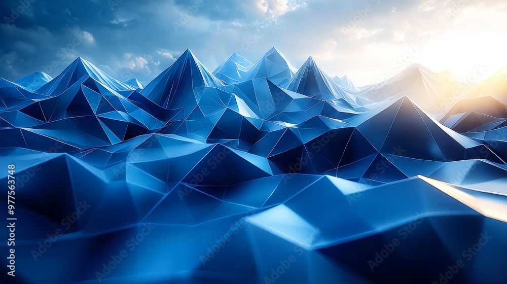 Leinwandbilder modern geometric background in blue with sharp, angular shapes.