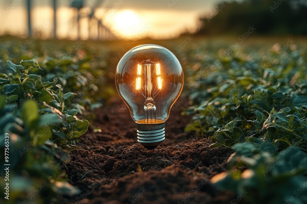 Poster Light Bulb in Field of Green