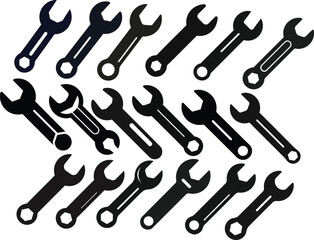 Set of Wrench silhouette vector illustration design