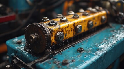 Close-up of a Leaking Engine