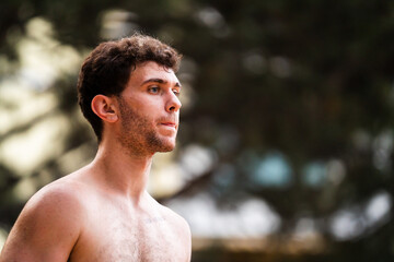 Portrait of handsome man during a volleyball match