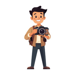 A male photographer holding a camera