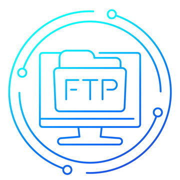 ftp folder linear icon with a computer
