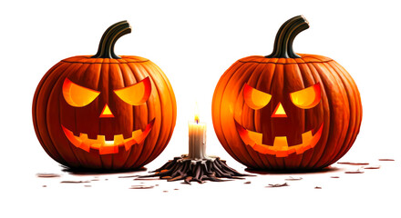 Obraz premium halloween jack o lantern pumpkin isolated on white or transpar4ent png cut off clip art