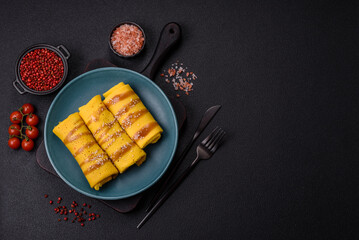 Sweet or savory crepe with different fillings for a hearty breakfast