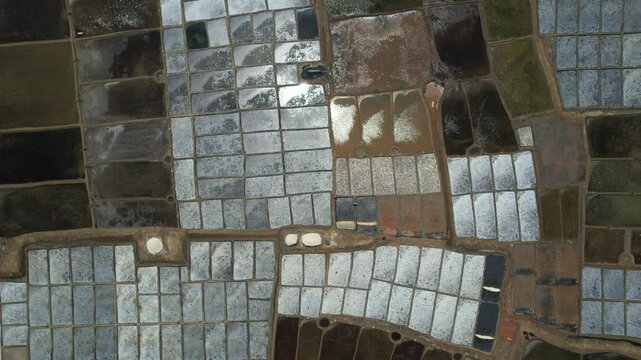 Aerial view of a salt field, Chittagong Division, Maheshkhali, Bangladesh