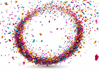 Flat Holographic Celebration Frame with Confetti for World AIDS Day - Open Space for Custom Message in Simple Vector Design