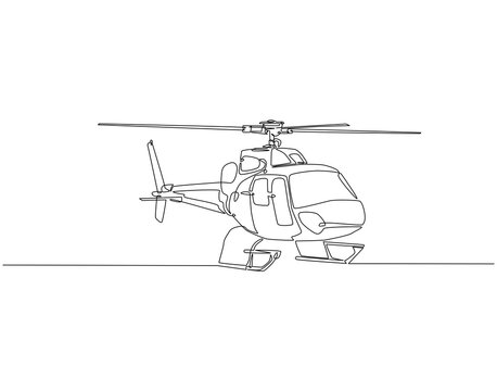 recommend clip art: Continuous one line drawing of helicopter. One line drawing illustration helicopter air transportation. International helicopter day concept line art. Editable outline