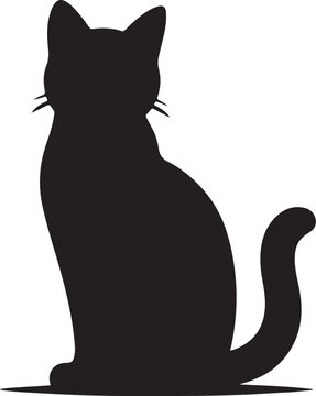 recommend clip art: a black silhouette of a cat sitting on a white background