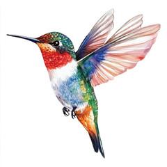 Fototapeta premium Hummingbird watercolor clipart illustration isolated