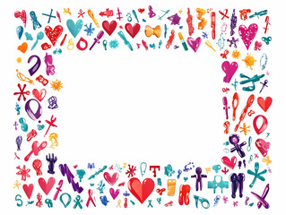 Flat Holographic World AIDS Day Symbols in Glossy Frame Design with Copy Space for Awareness Materials | Simple Vector Illustration