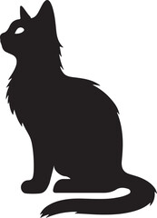 a black silhouette of a cat sitting on a white background