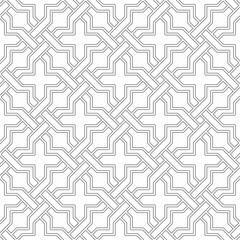 Seamless Islamic geometric pattern consisting of crossed and interlocking lines. Suitable for various creative projects or decorative elements.