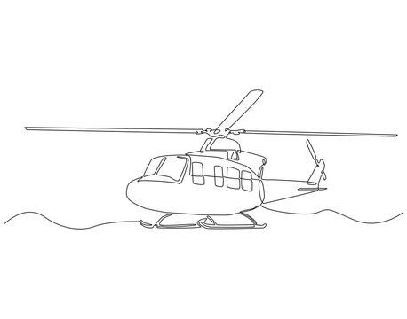 recommend clip art: Continuous one line drawing of helicopter. One line drawing illustration helicopter air transportation. International helicopter day concept line art. Editable outline