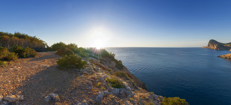 ibiza balearic island south coast sunset ocean view mediterranean sea