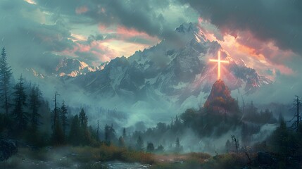Illustrate the cross with rays of light cutt. AI generated